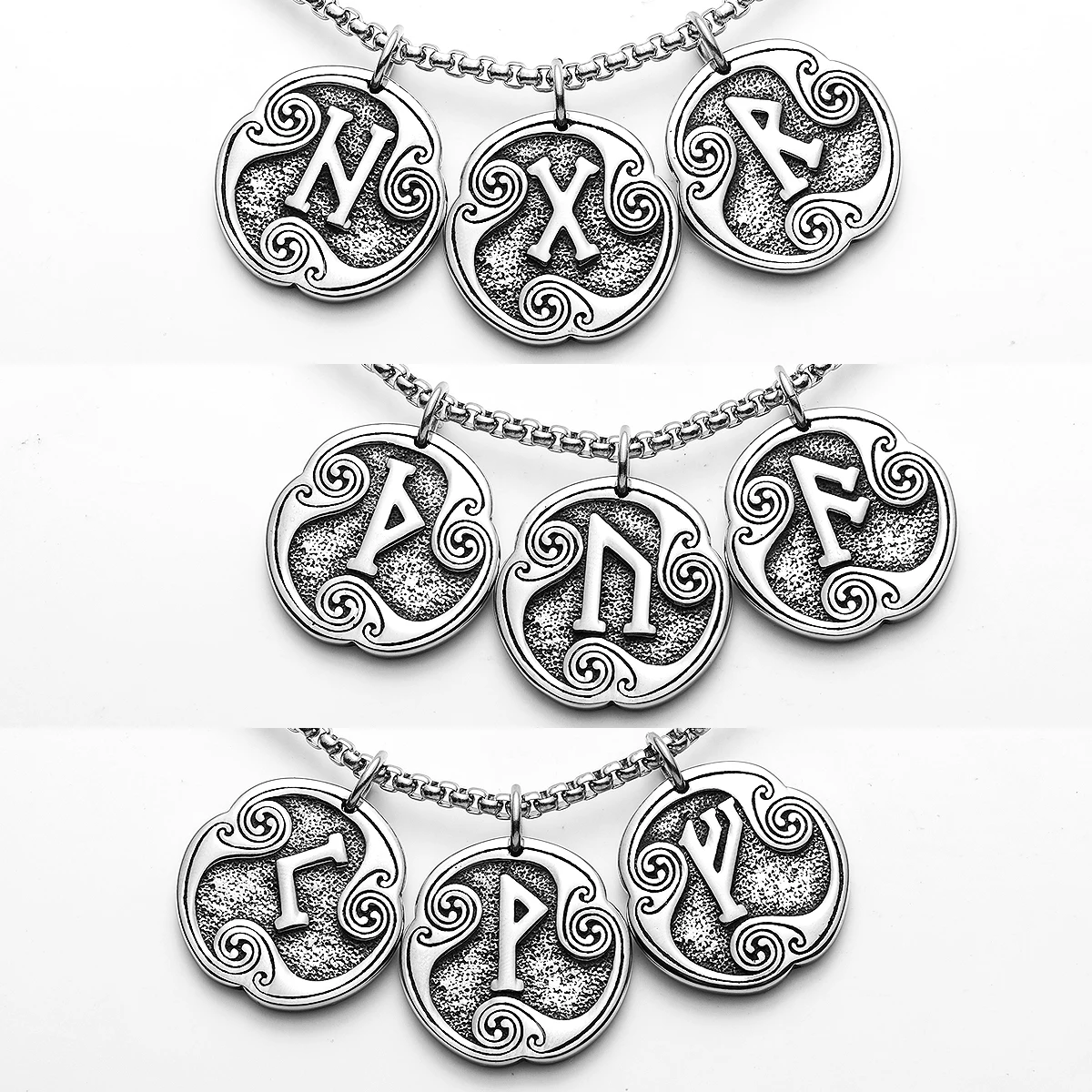 Sculpt Rings™ Viking Rune Amulet Pendant – 316L Stainless Steel Norse Rune Necklace (Multiple Letters)