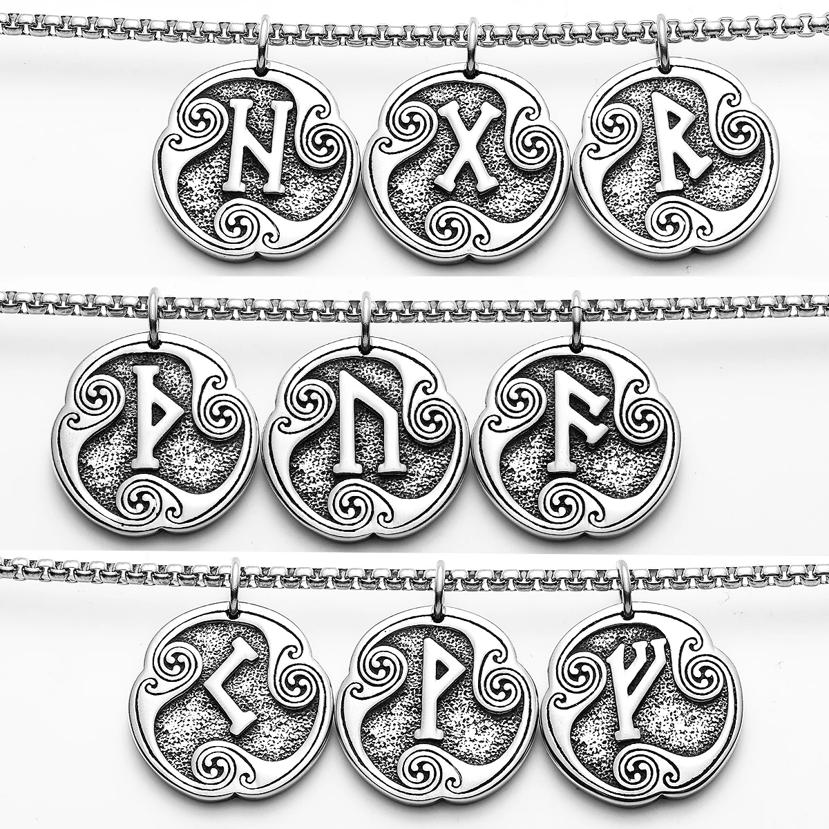 Sculpt Rings™ Viking Rune Amulet Pendant – 316L Stainless Steel Norse Rune Necklace (Multiple Letters)
