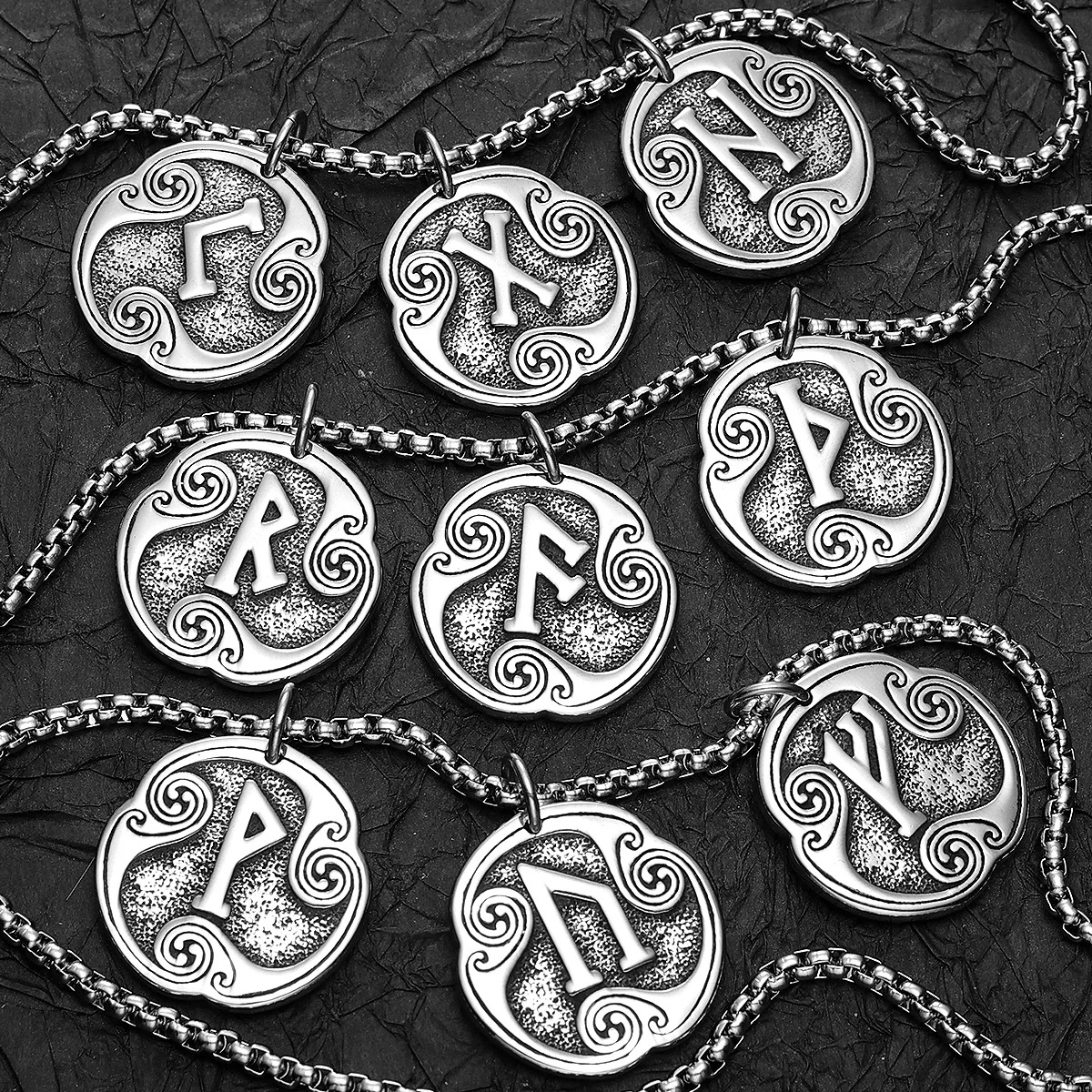 Sculpt Rings™ Viking Rune Amulet Pendant – 316L Stainless Steel Norse Rune Necklace (Multiple Letters)