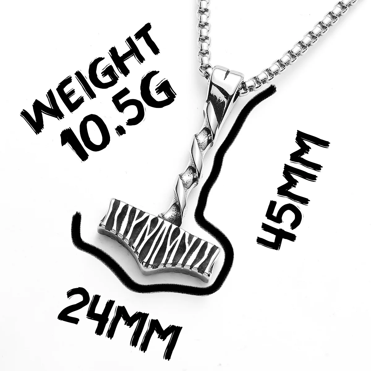 Sculpt Rings™ Thor’s Hammer Pendant – 316L Stainless Steel Viking Mjölnir Necklace