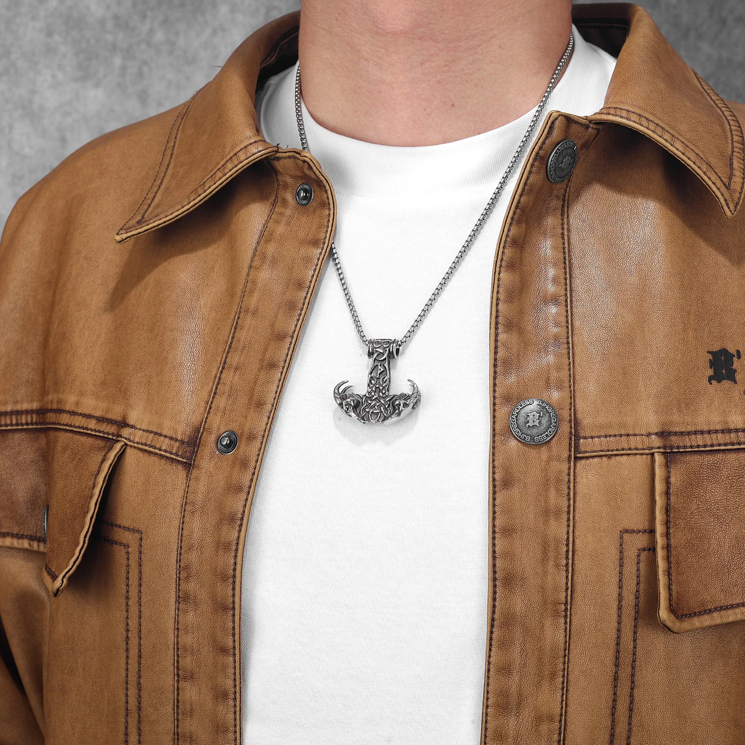 Sculpt Rings™ Viking Thor's Mount Pendant – 316L Stainless Steel Norse Wolf Hammer Necklace
