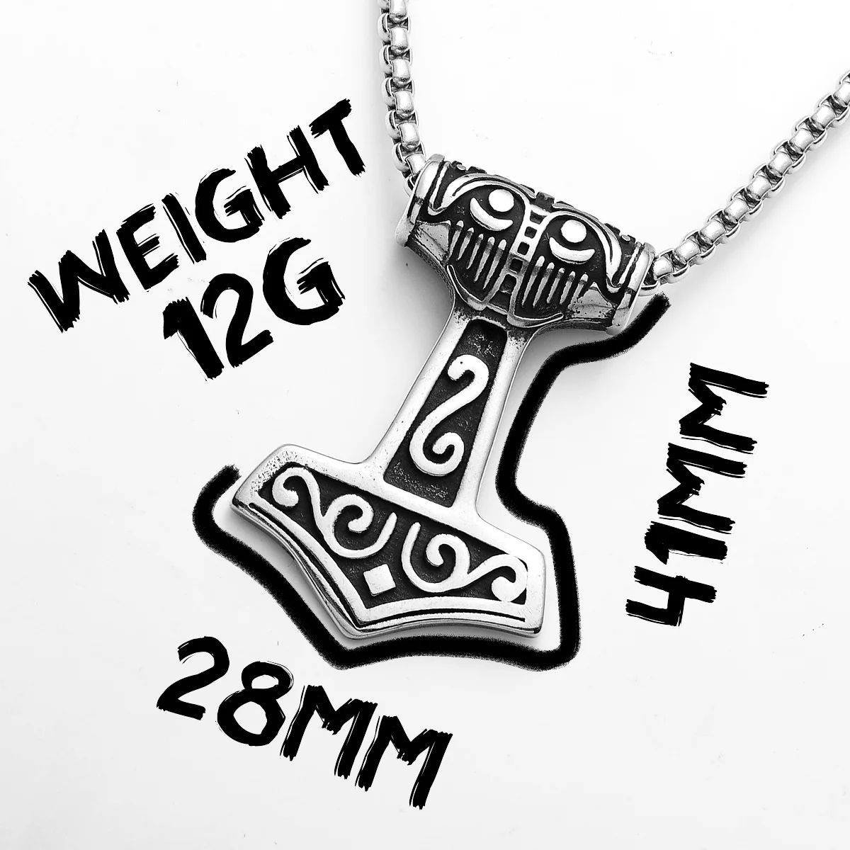Sculpt Rings™ Norse Thor’s Hammer Amulet – 316L Stainless Steel Mjölnir Pendant Necklace