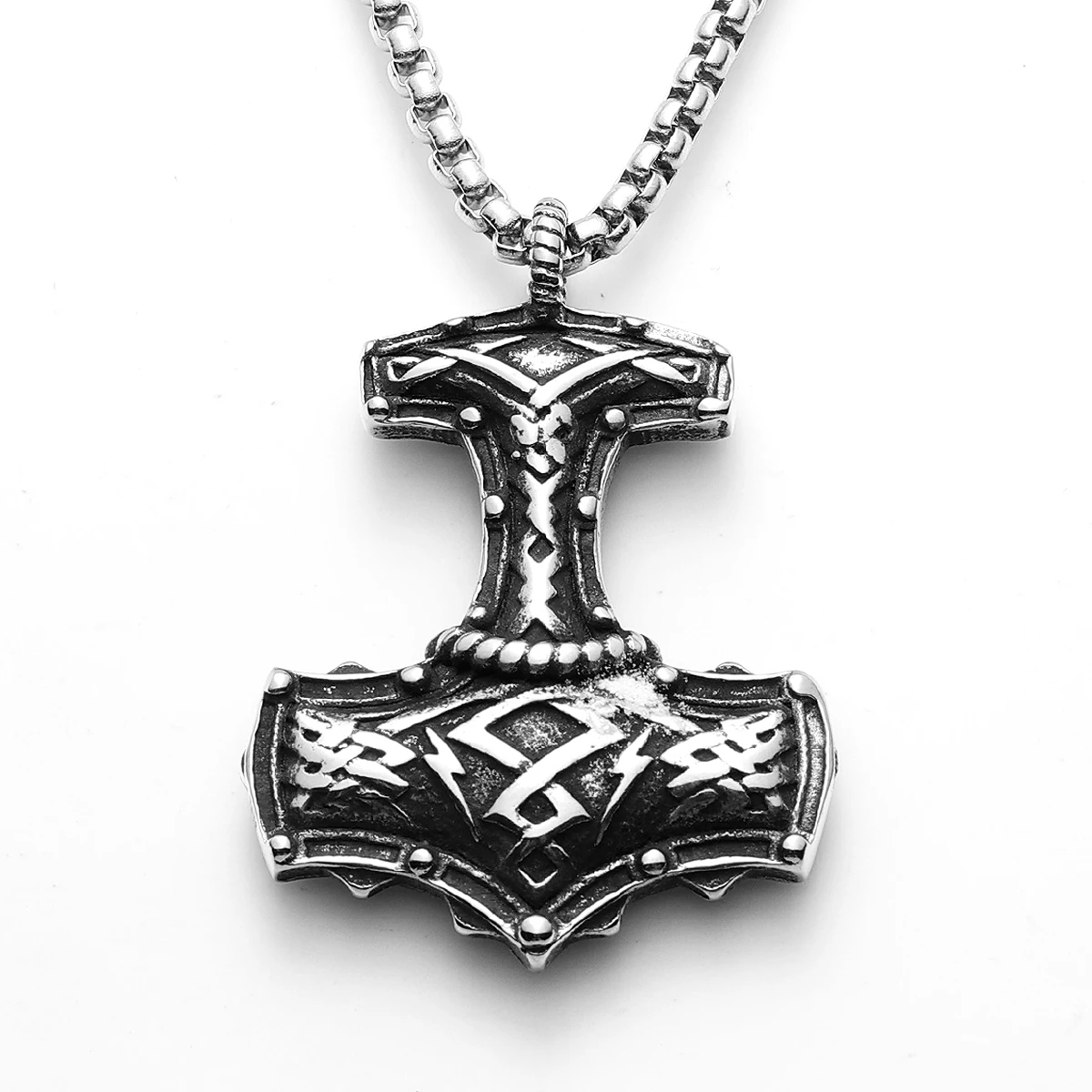 Sculpt Rings™ Retro Viking Thor's Hammer Pendant – 316L Stainless Steel Necklace