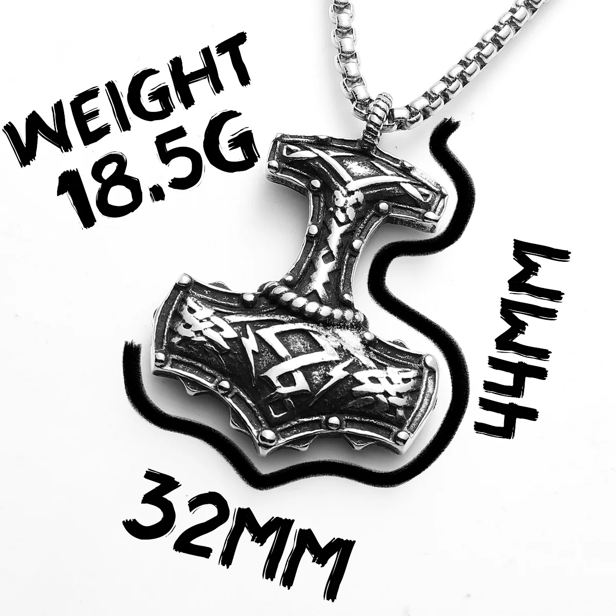Sculpt Rings™ Retro Viking Thor's Hammer Pendant – 316L Stainless Steel Necklace