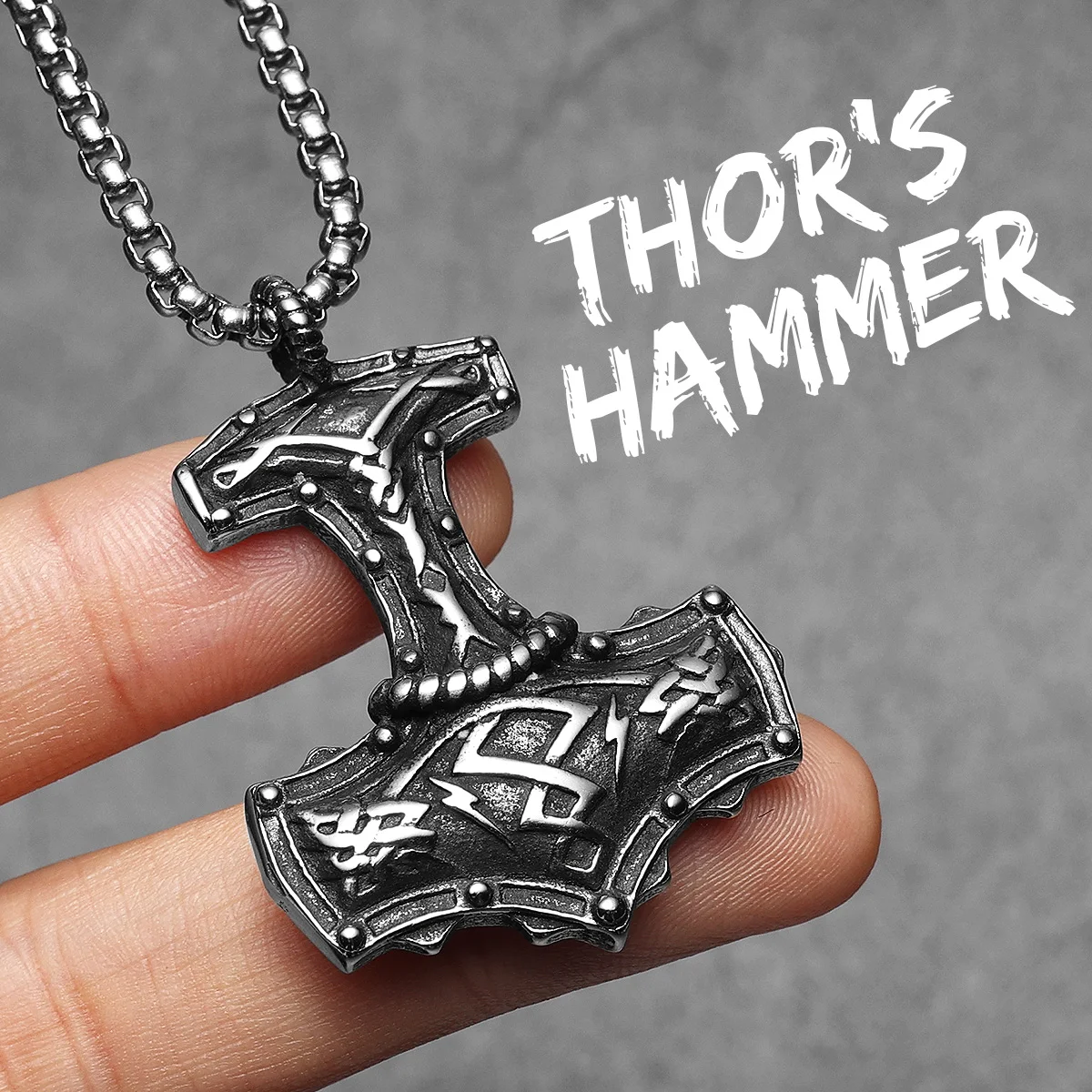 Sculpt Rings™ Retro Viking Thor's Hammer Pendant – 316L Stainless Steel Necklace