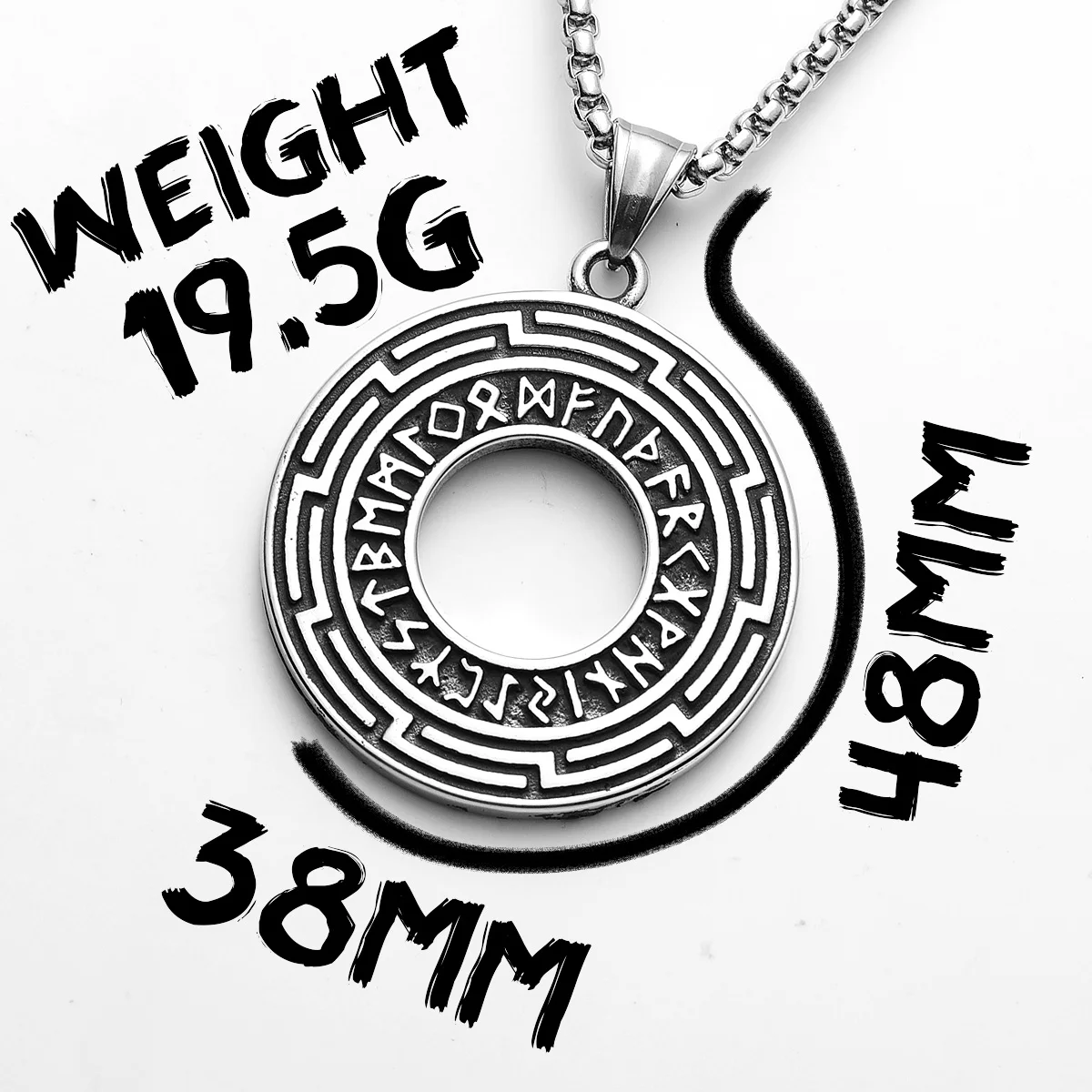 Sculpt Rings™ Viking Rune Maze Pendant – 316L Stainless Steel Round Necklace