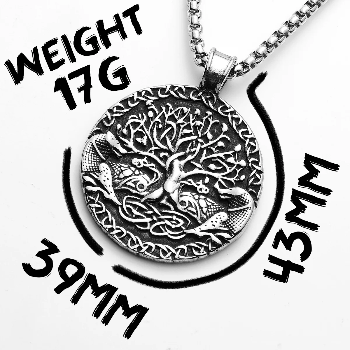 Sculpt Rings™ Viking Tree of Life Pendant – 316L Stainless Steel Norse Amulet Necklace