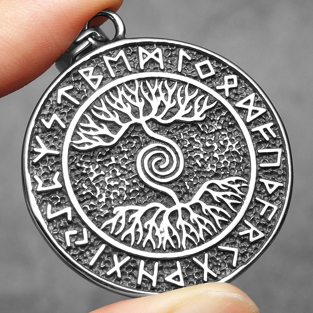 Rune Tree of Life Pendant – Norse Spiral Design by Sculpt Rings™ | 316L Stainless Steel