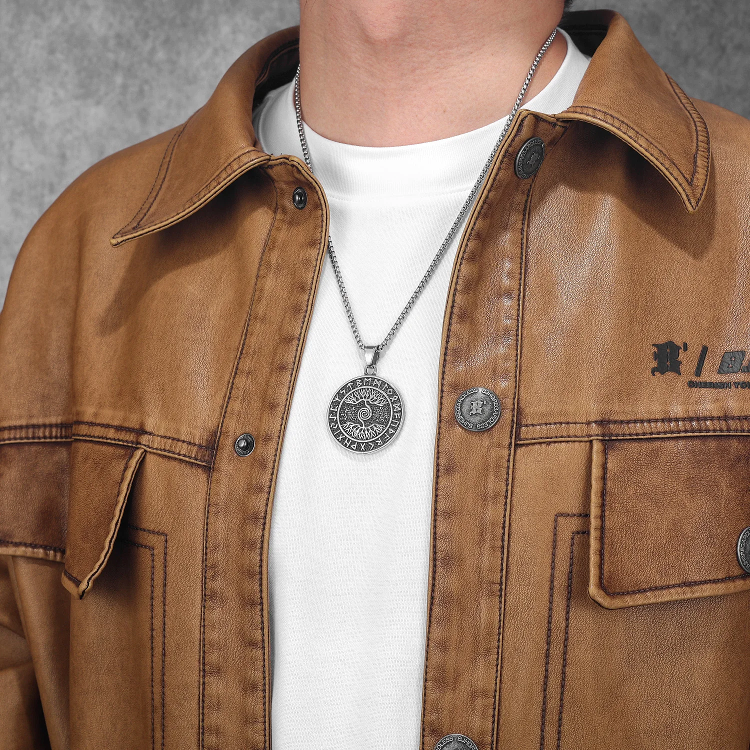 Rune Tree of Life Pendant – Norse Spiral Design by Sculpt Rings™ | 316L Stainless Steel