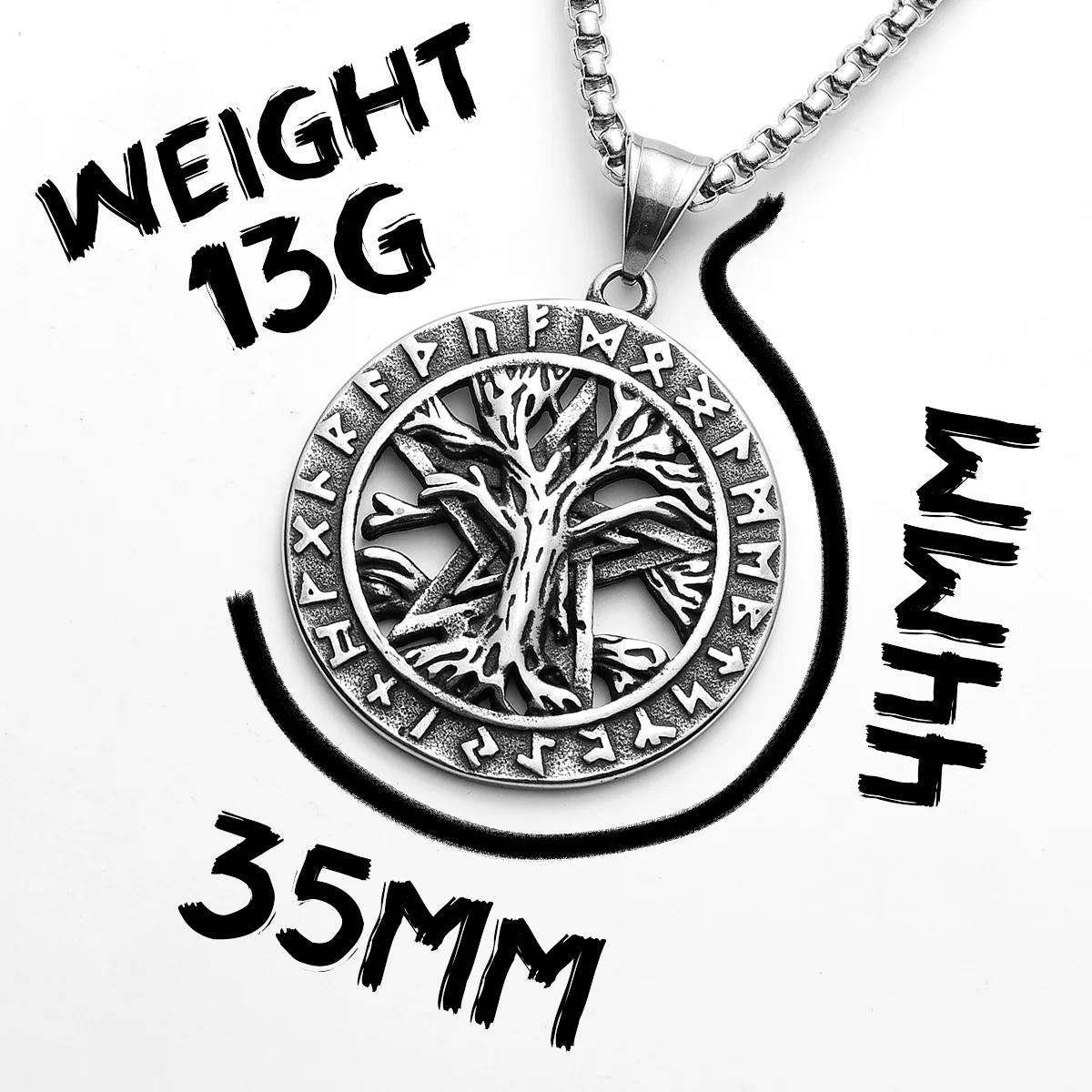 Viking Rune Tree of Life Pendant – Norse Symbol Jewelry by Sculpt Rings™ | 316L Stainless Steel
