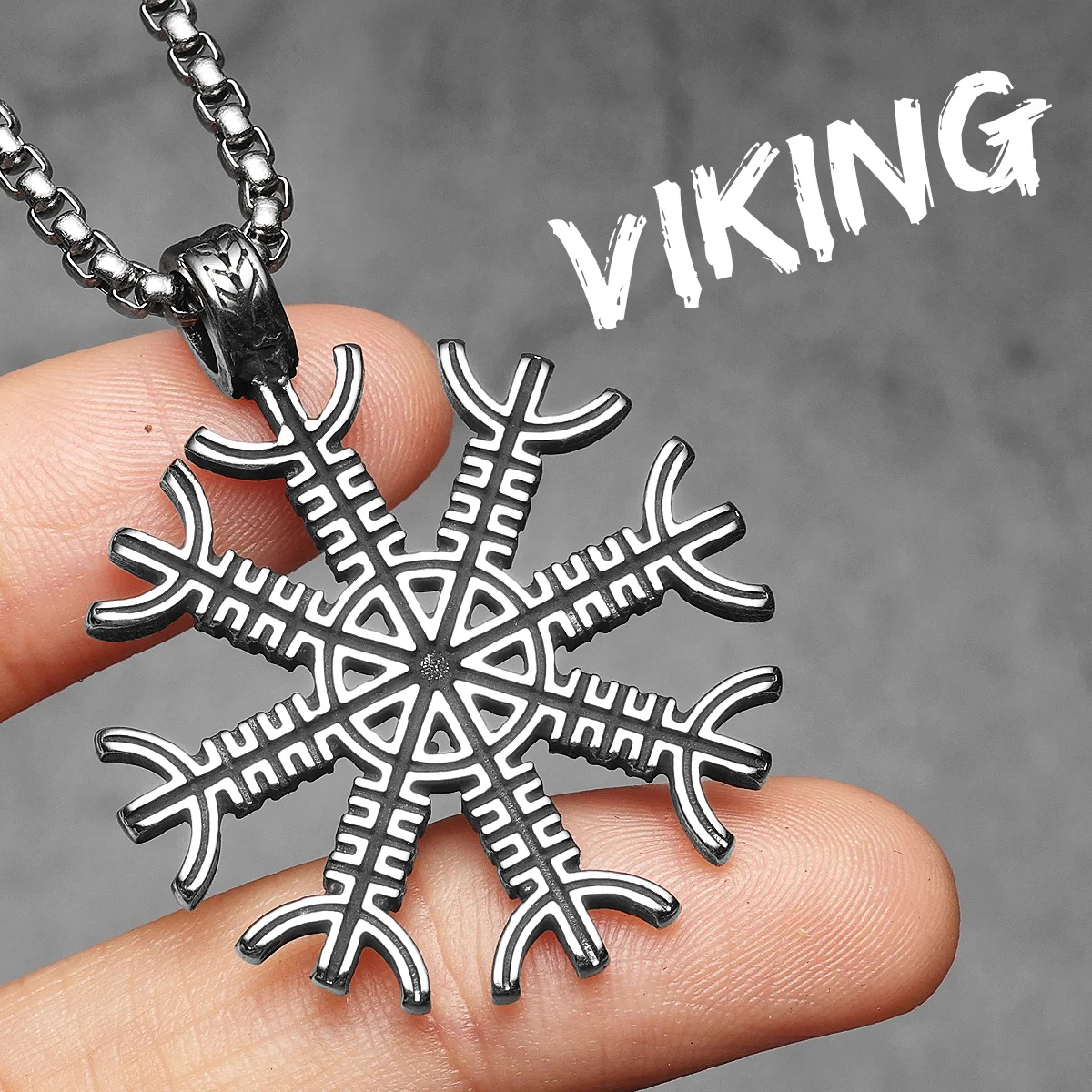 Viking Aegishjalmur Snowflake Pendant – Norse Protection Amulet by Sculpt Rings™ | 316L Stainless Steel