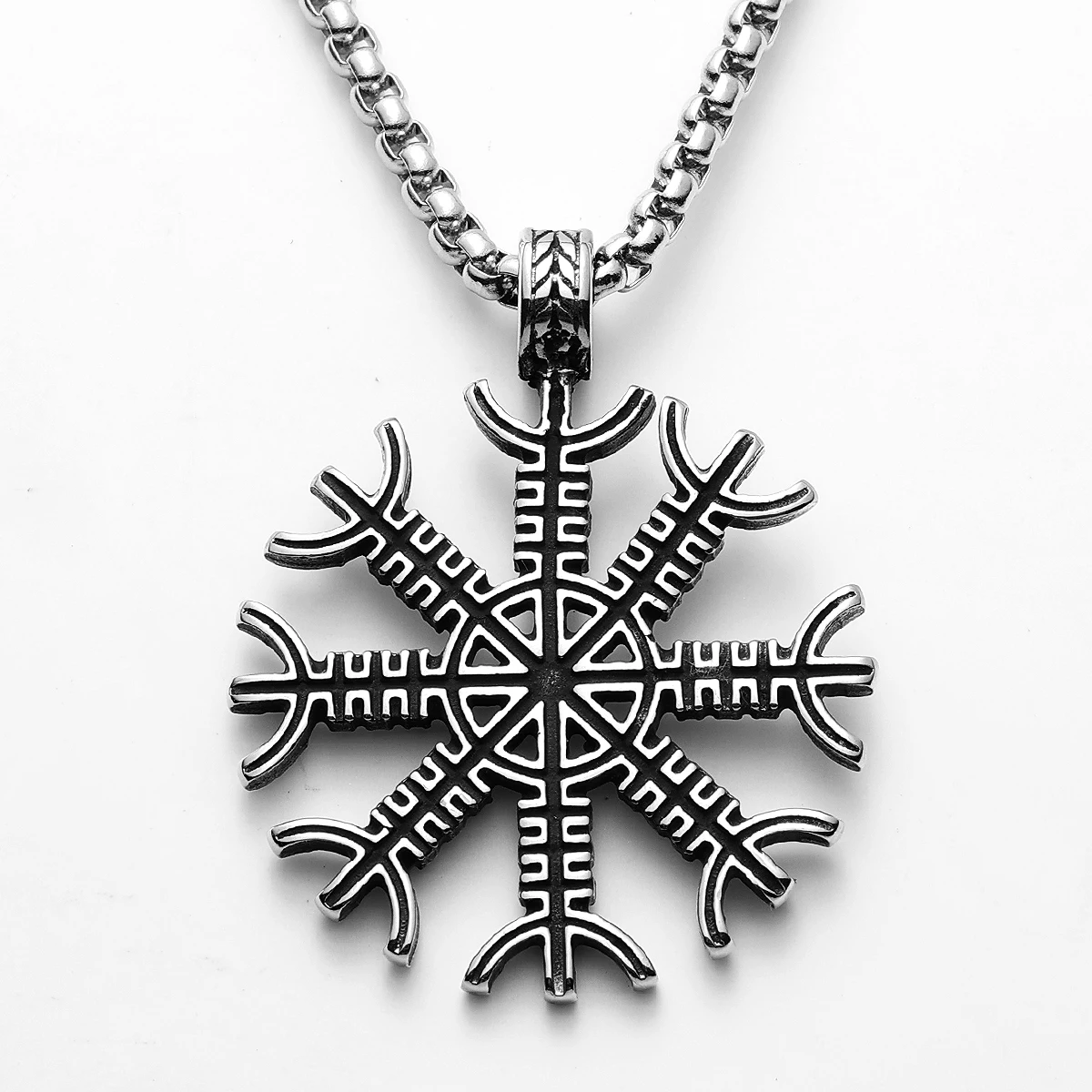 Viking Aegishjalmur Snowflake Pendant – Norse Protection Amulet by Sculpt Rings™ | 316L Stainless Steel