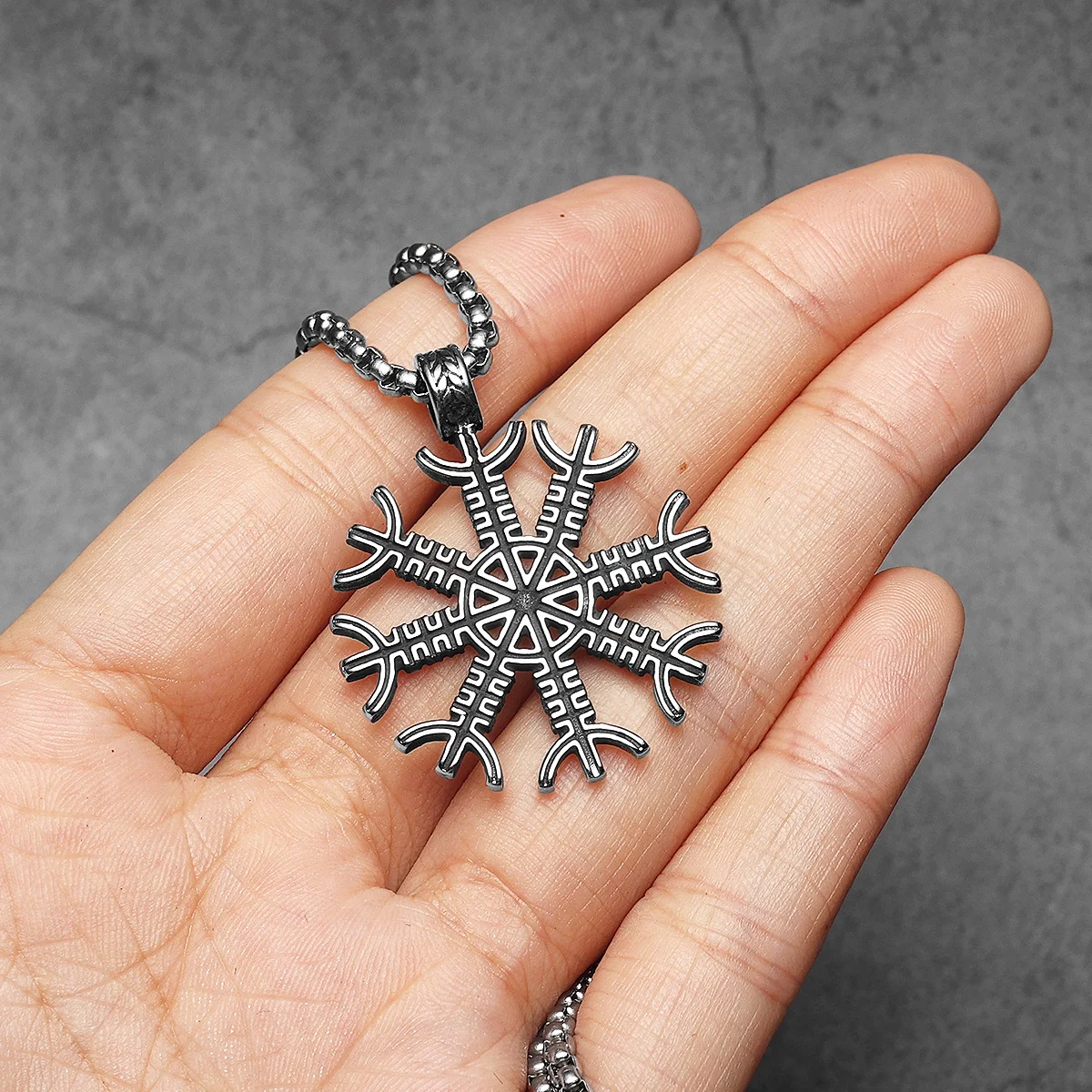 Viking Aegishjalmur Snowflake Pendant – Norse Protection Amulet by Sculpt Rings™ | 316L Stainless Steel