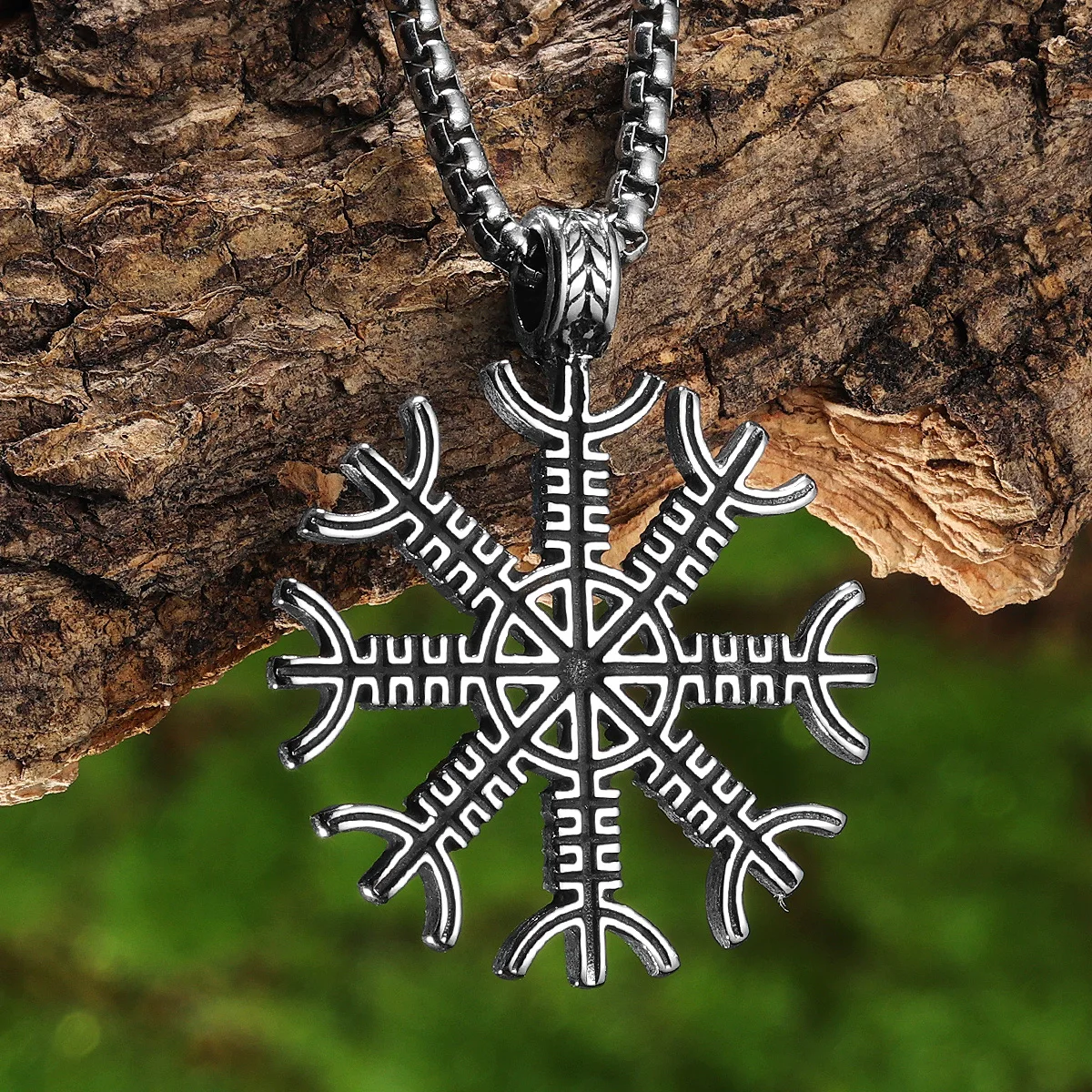 Viking Aegishjalmur Snowflake Pendant – Norse Protection Amulet by Sculpt Rings™ | 316L Stainless Steel