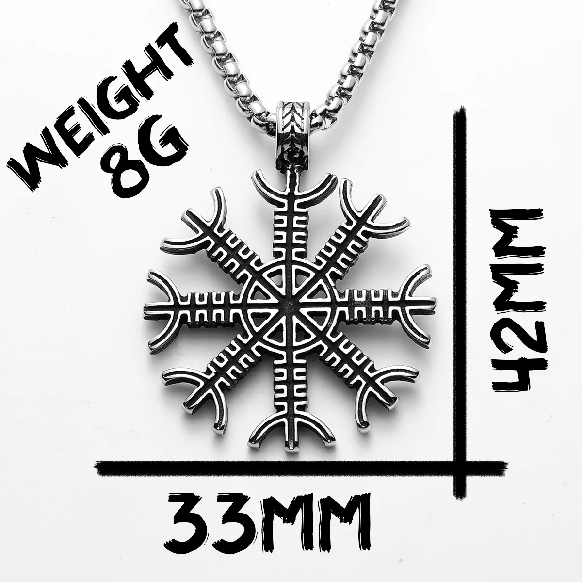 Viking Aegishjalmur Snowflake Pendant – Norse Protection Amulet by Sculpt Rings™ | 316L Stainless Steel