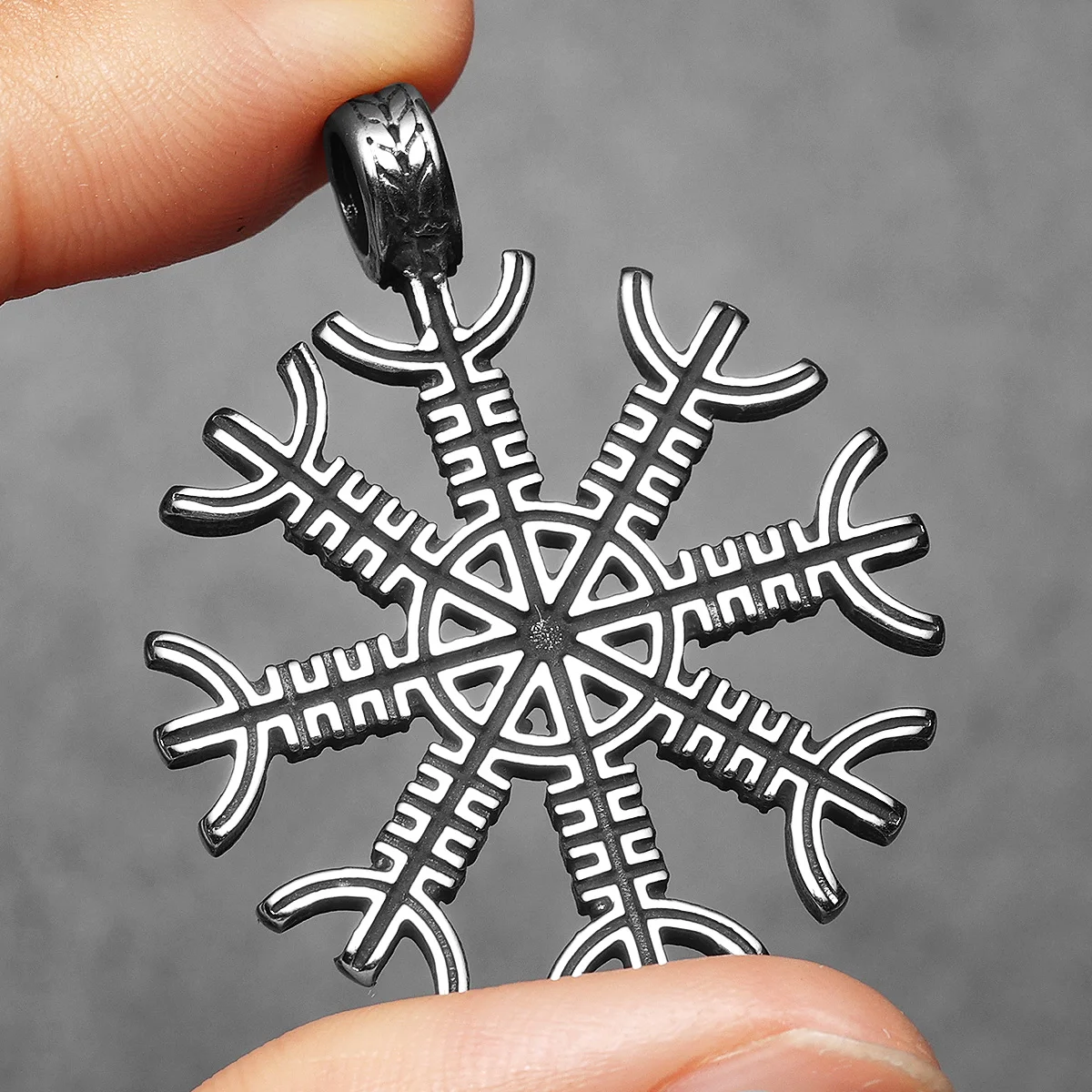 Viking Aegishjalmur Snowflake Pendant – Norse Protection Amulet by Sculpt Rings™ | 316L Stainless Steel