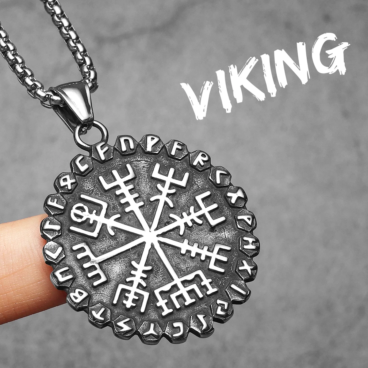 Viking Vegvisir Compass Rune Pendant – Sculpt Rings™ | 316L Stainless Steel Norse Protection Necklace