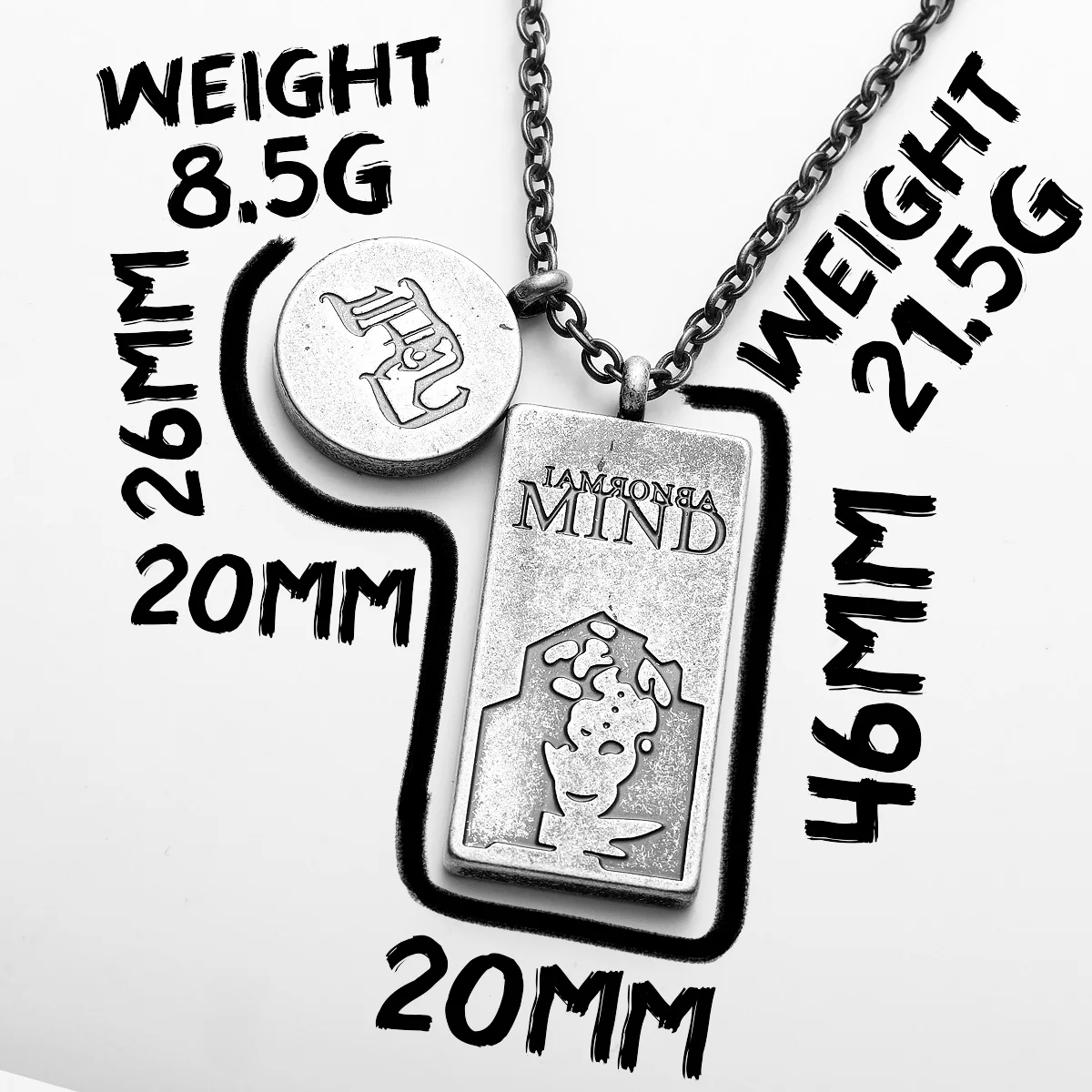 Sculpt Rings™ Dual Pendant 'Mind' Necklace – 316L Stainless Steel | Inspirational Retro Design