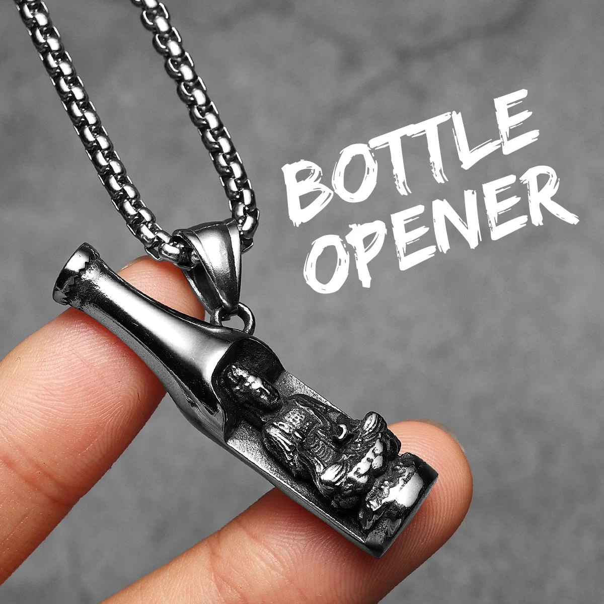 Sculpt Rings™ Buddha Beer Bottle Opener Pendant Necklace – 316L Stainless Steel Punk Jewelry