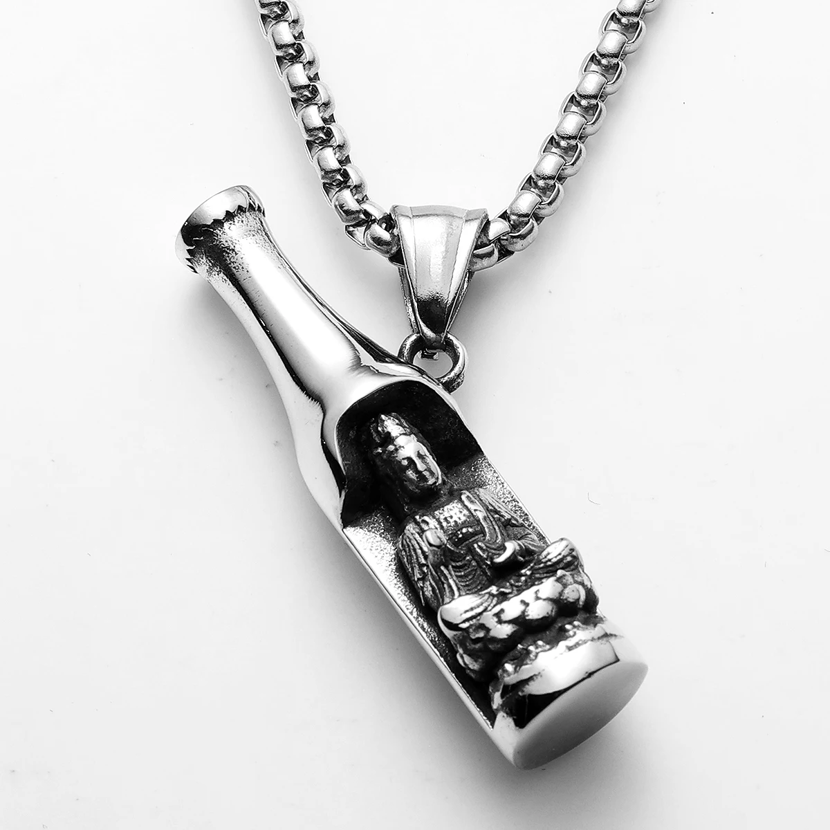 Sculpt Rings™ Buddha Beer Bottle Opener Pendant Necklace – 316L Stainless Steel Punk Jewelry
