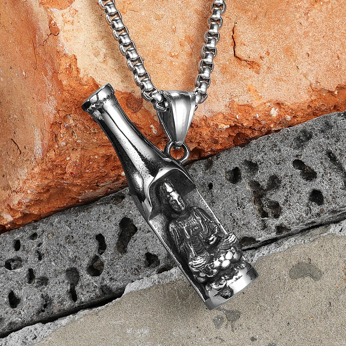 Sculpt Rings™ Buddha Beer Bottle Opener Pendant Necklace – 316L Stainless Steel Punk Jewelry