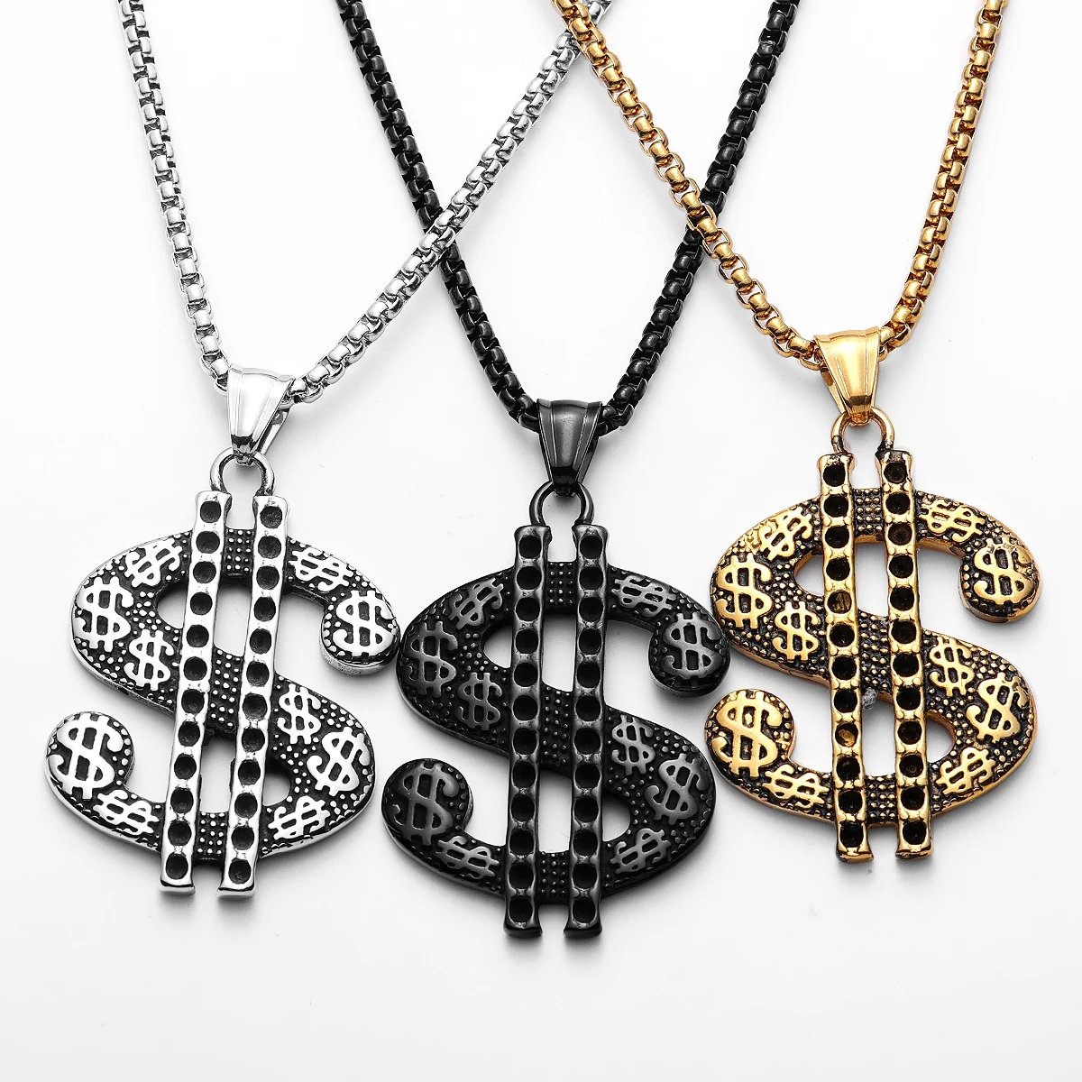 Sculpt Rings™ Dollar Sign Pendant Necklace – 316L Stainless Steel Hip Hop Streetwear Jewelry