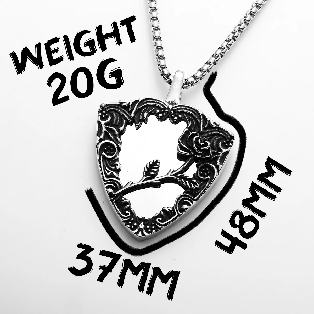 Sculpt Rings™ Rose Magic Mirror Pendant Necklace – 316L Stainless Steel Gothic Hip Hop Jewelry