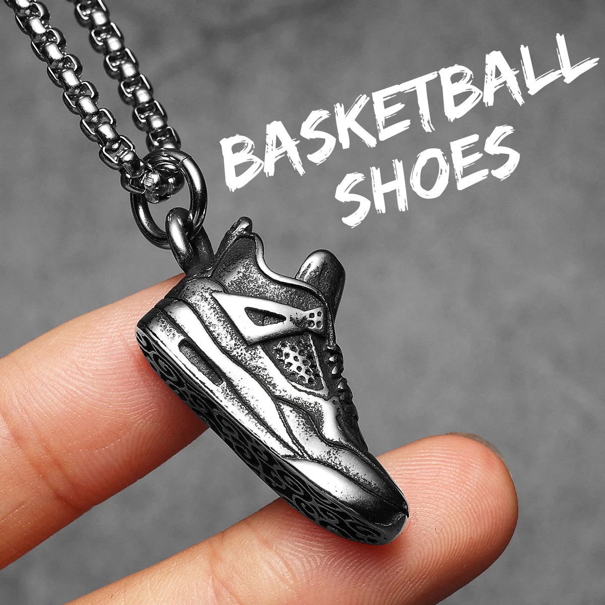 Sculpt Rings™ Retro Basketball Shoe Pendant Necklace – 316L Stainless Steel Streetwear Jewelry