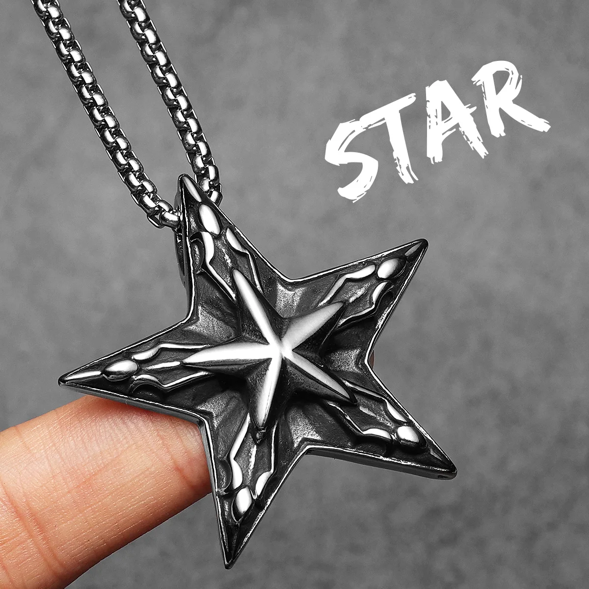 Star Pendant Necklace | Stainless Steel Punk Hip-Hop Jewelry