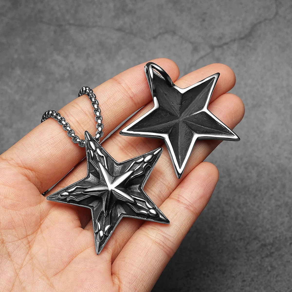 Star Pendant Necklace | Stainless Steel Punk Hip-Hop Jewelry
