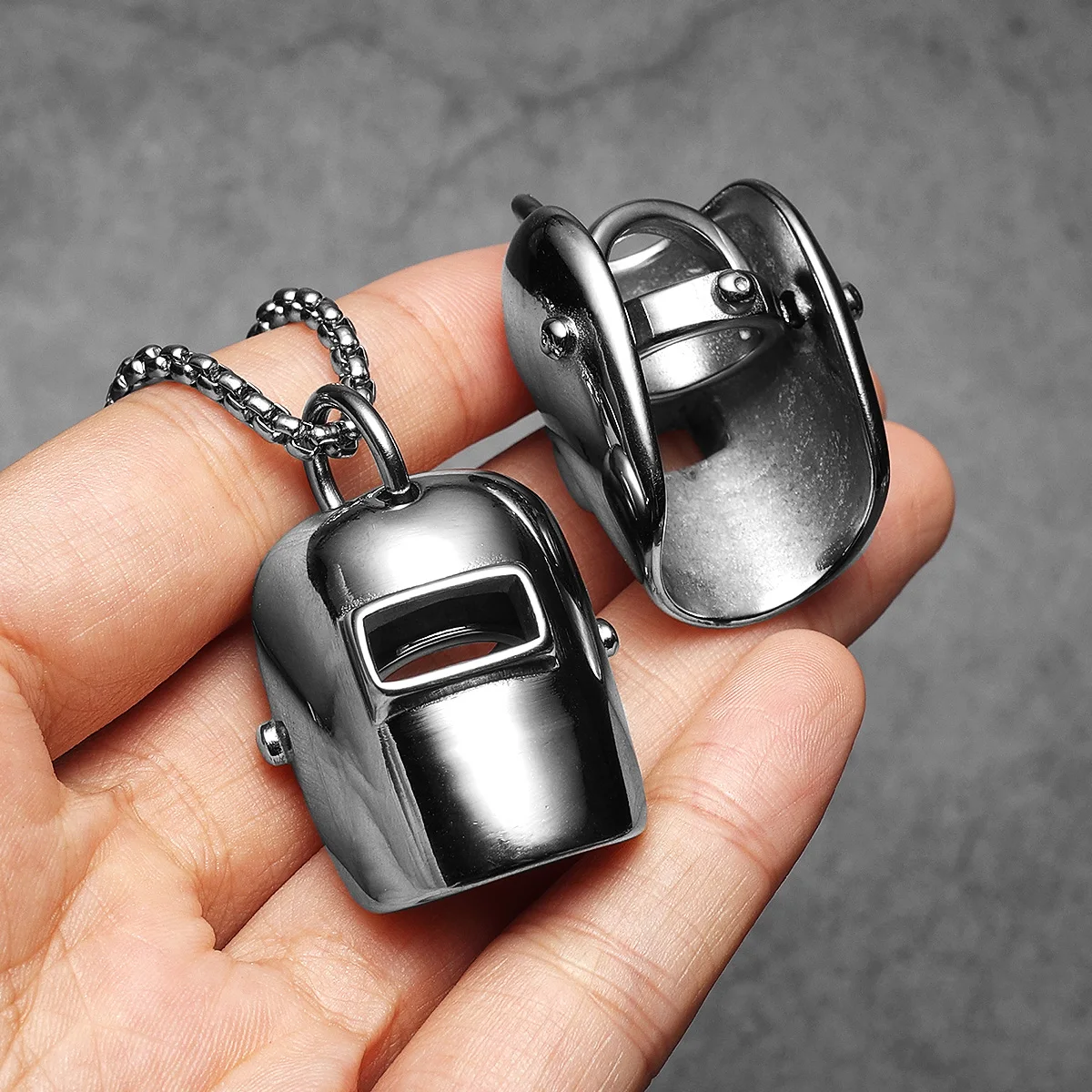 Welding Mask Pendant Necklace | Stainless Steel Punk Jewelry