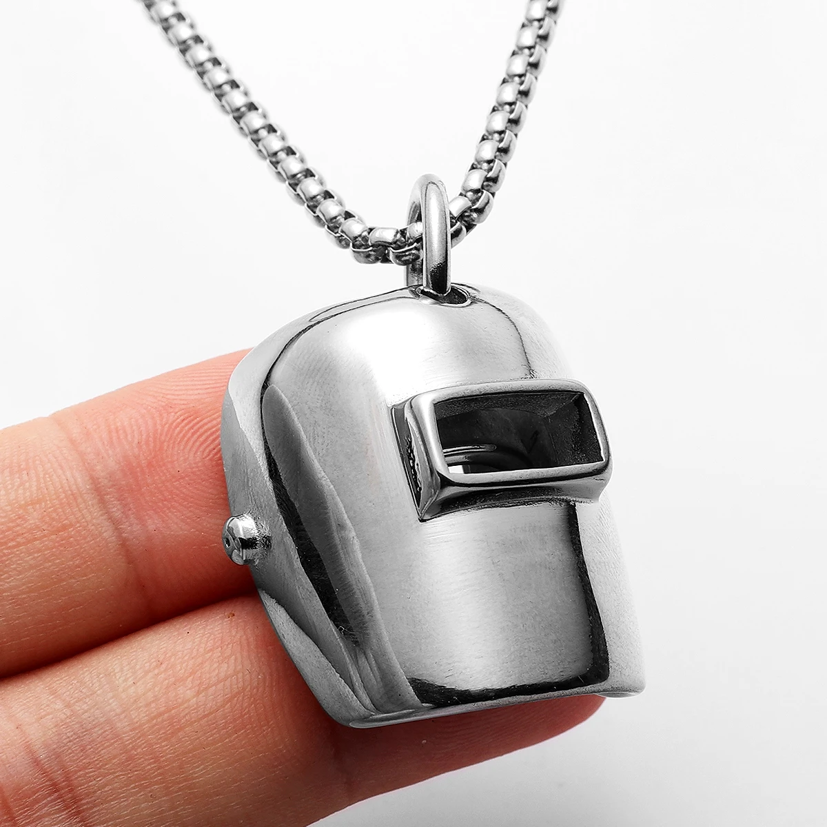 Welding Mask Pendant Necklace | Stainless Steel Punk Jewelry