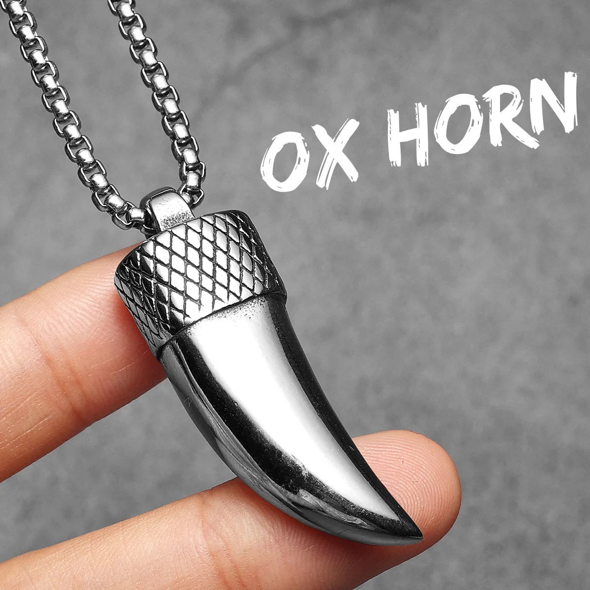 Sculpt Rings™ Ox Horn Amulet Pendant | Stainless Steel Tribal Necklace