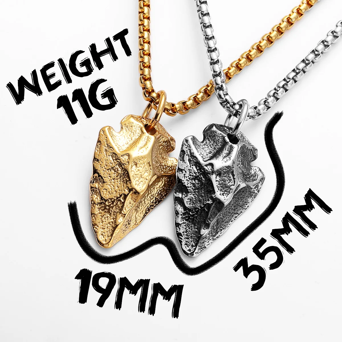 Sculpt Rings™ Meteorite Spearhead Pendant | Stainless Steel Necklace