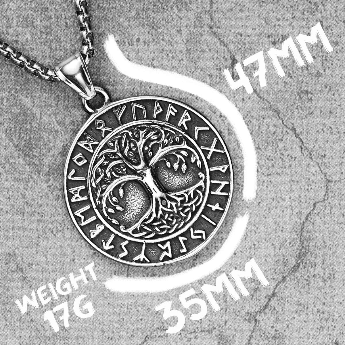 Sculpt Rings™ Tree of Life Viking Pendant with Rune Circle