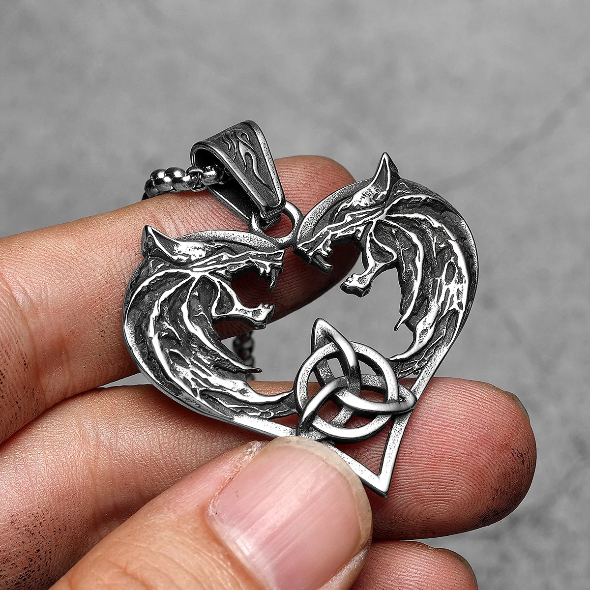 Sculpt Rings™ Viking Wolf Heart Pendant with Celtic Knot
