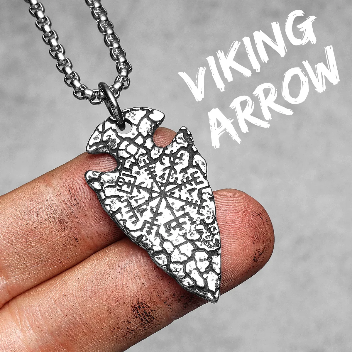 Sculpt Rings™ Viking Arrowhead Rune Pendant Necklace