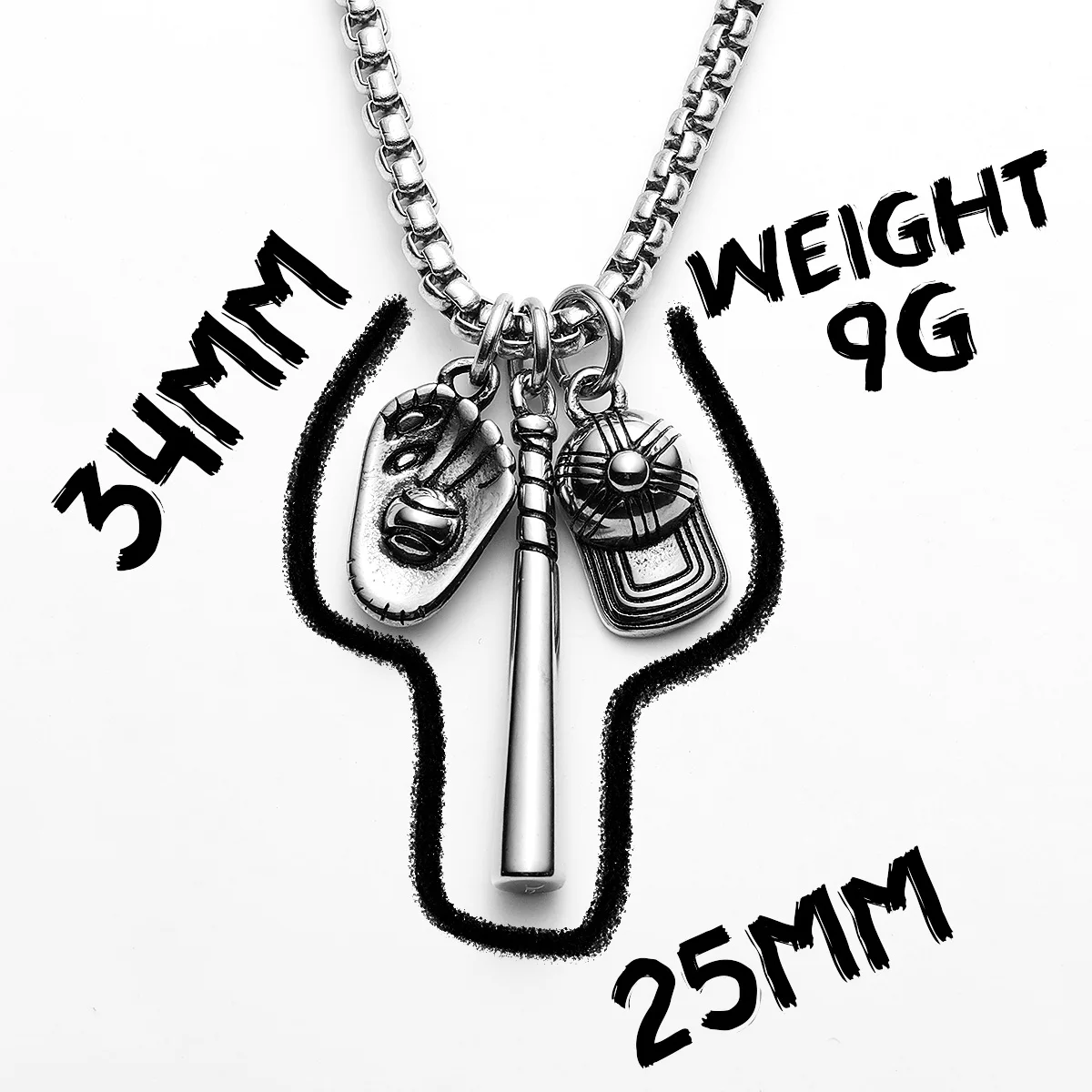 Sculpt Rings™ Baseball Family Pendant Necklace – Glove, Bat & Cap