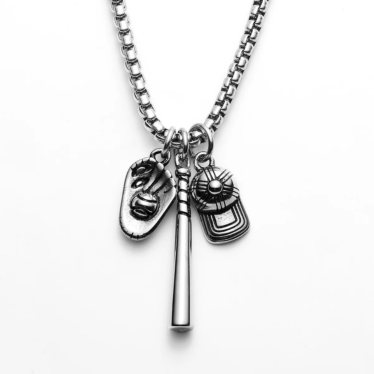 Sculpt Rings™ Baseball Family Pendant Necklace – Glove, Bat & Cap
