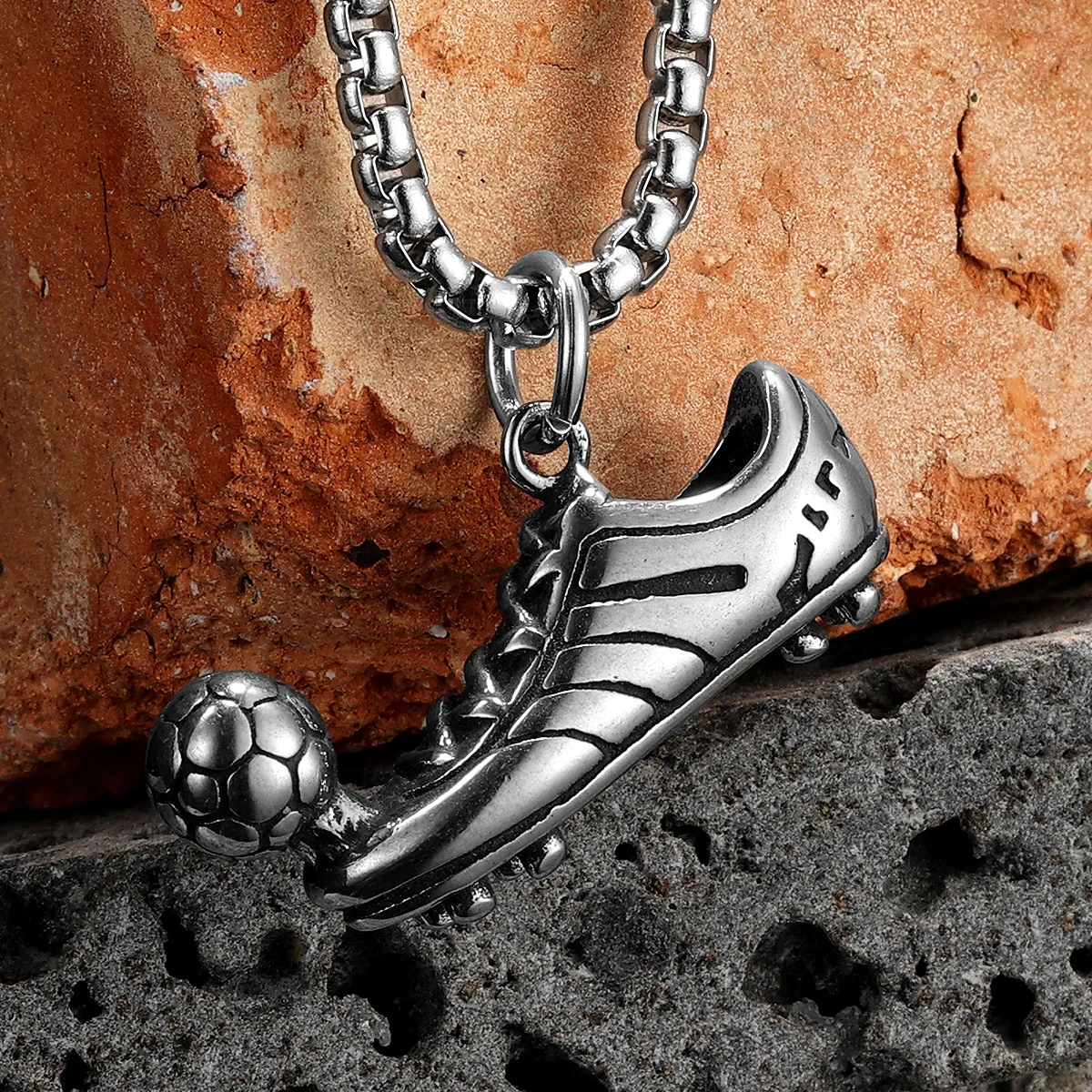 Sculpt Rings™ Soccer Cleat & Ball Pendant Necklace – Stainless Steel