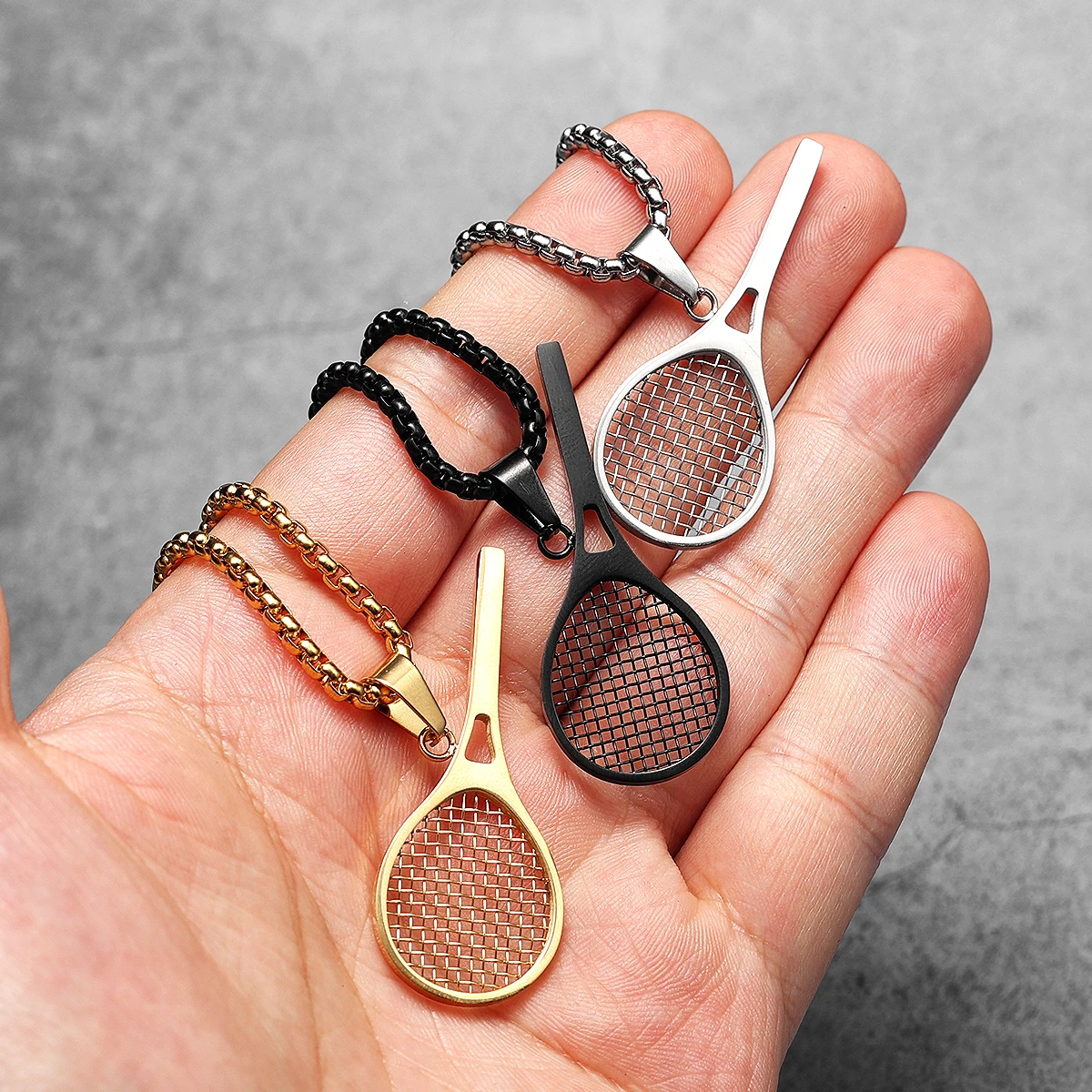 Sculpt Rings™ Tennis Racket Pendant Necklace – Stainless Steel Sports Jewelry