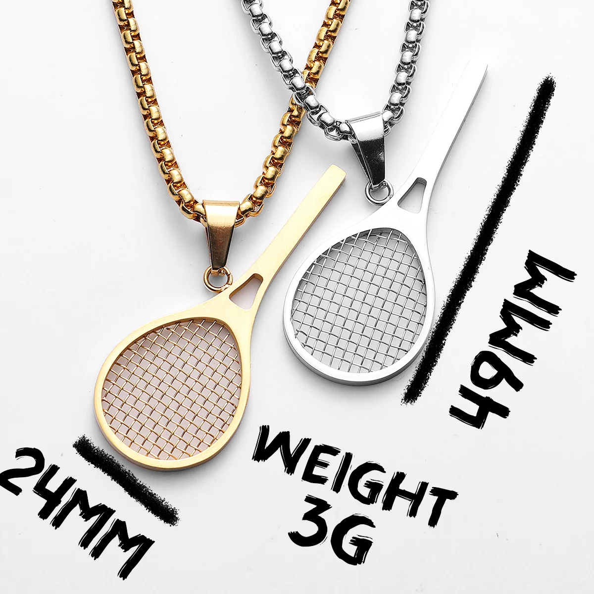 Sculpt Rings™ Tennis Racket Pendant Necklace – Stainless Steel Sports Jewelry