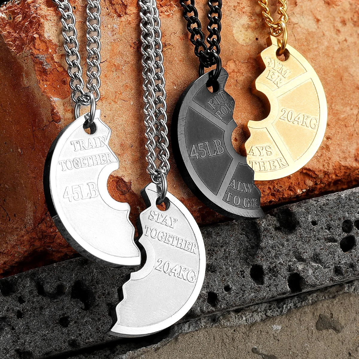 Sculpt Rings™ Couple Fitness Dumbbell Pendant Necklace – 17g Stainless Steel