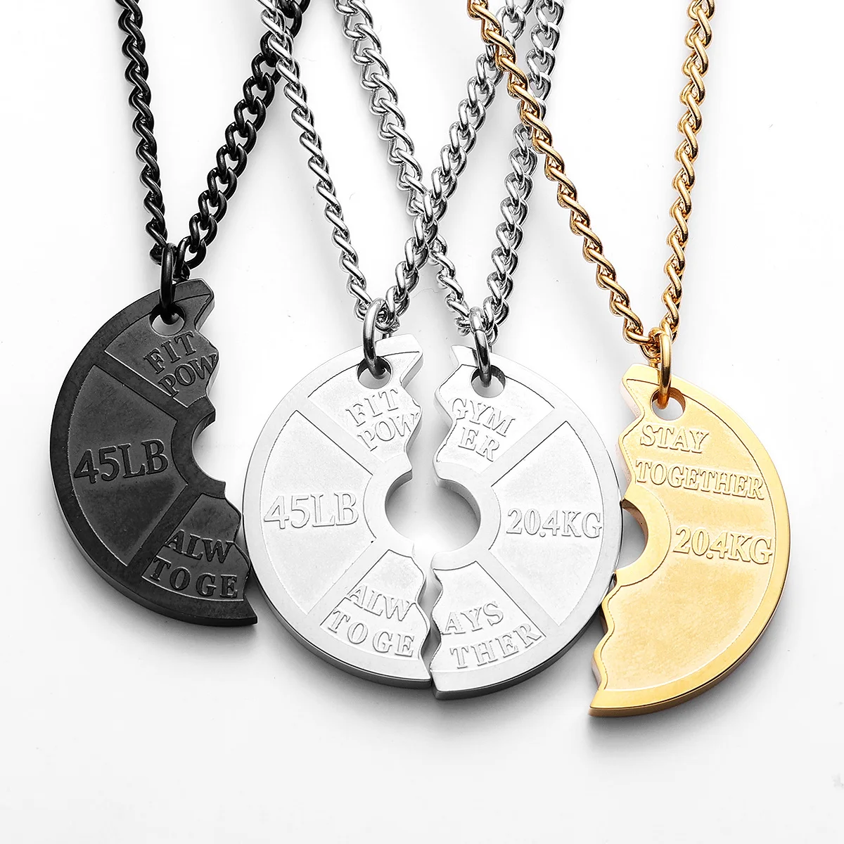 Sculpt Rings™ Couple Fitness Dumbbell Pendant Necklace – 17g Stainless Steel
