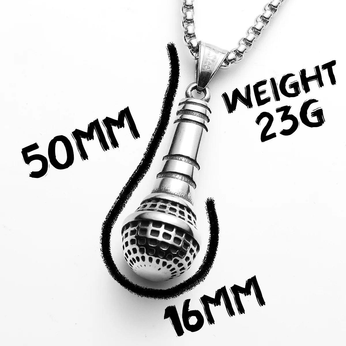 Sculpt Rings™ Microphone Pendant – Stainless Steel Necklace for Music Lovers