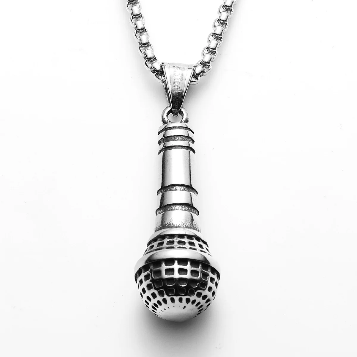 Sculpt Rings™ Microphone Pendant – Stainless Steel Necklace for Music Lovers