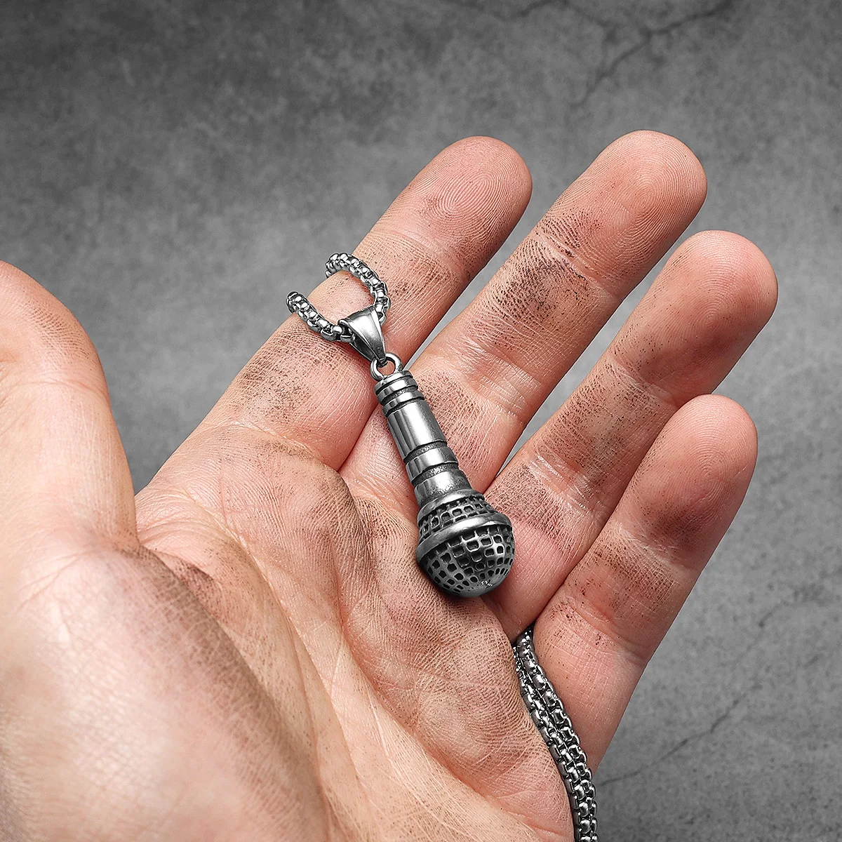 Sculpt Rings™ Microphone Pendant – Stainless Steel Necklace for Music Lovers