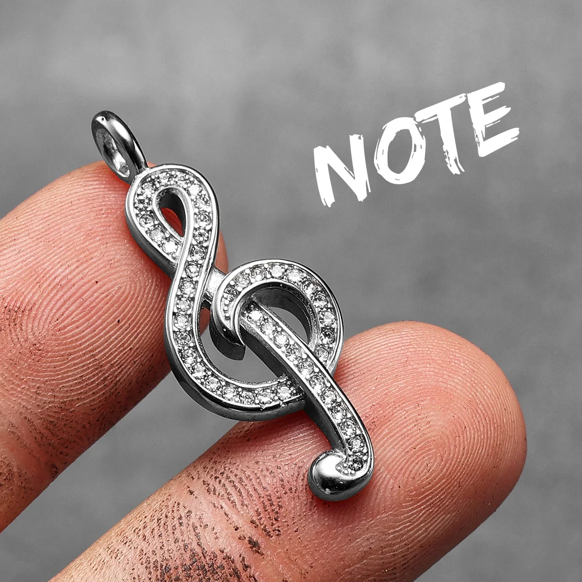 Sculpt Rings™ Musical Note Pendant – Stainless Steel Necklace with Gemstones