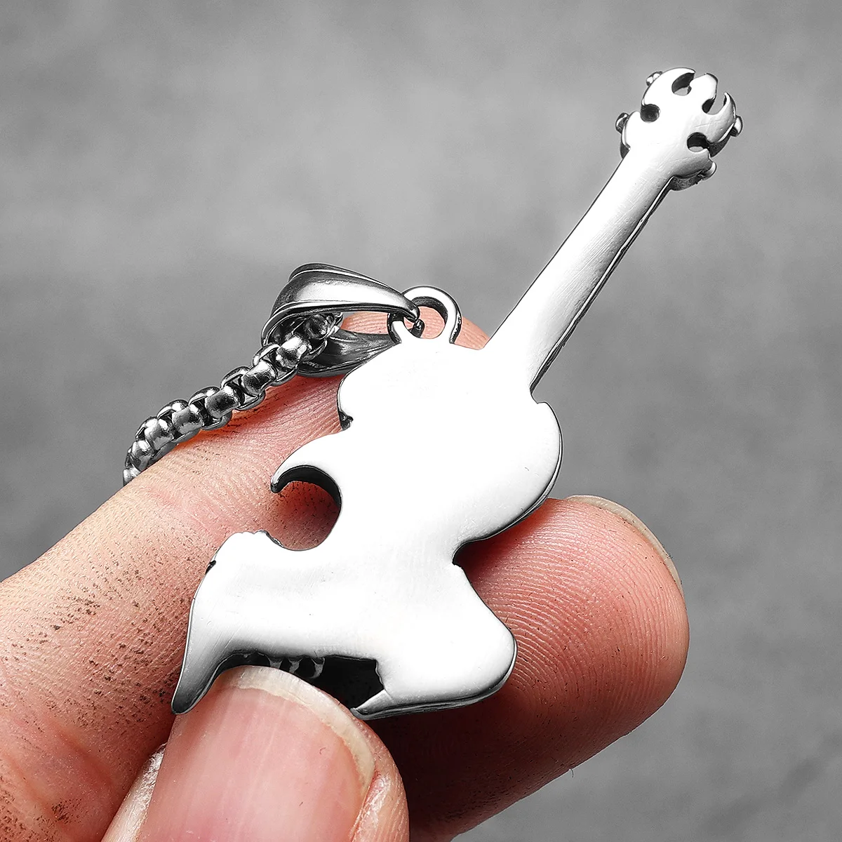 Sculpt Rings™ Skull Guitar Pendant Stainless Steel Necklace