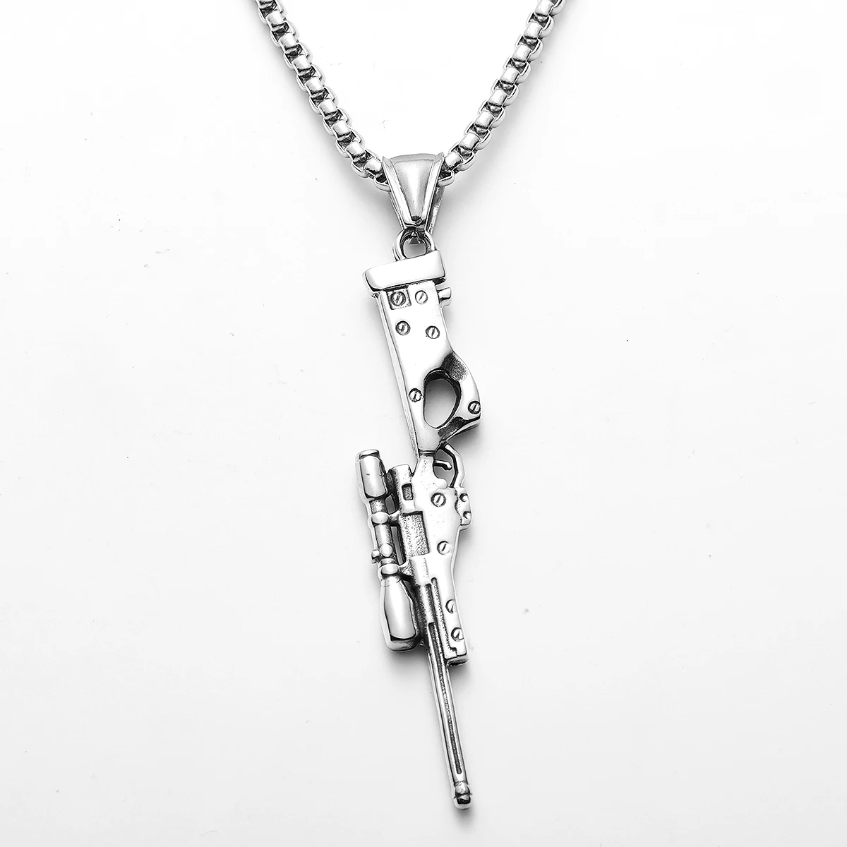 Sculpt Rings™ AWM Sniper Pendant – Stainless Steel Gun Necklace